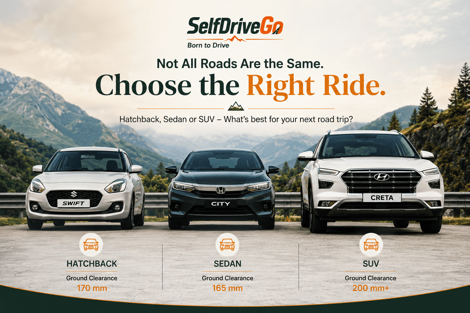 How to Choose Between Hatchback, Sedan, and SUV for Your Next Trip - SelfDriveGo travel guide
